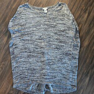 PURE JILL Linen & Cotton Black & White Woven Knit Tunic Top/Vest SIZE S